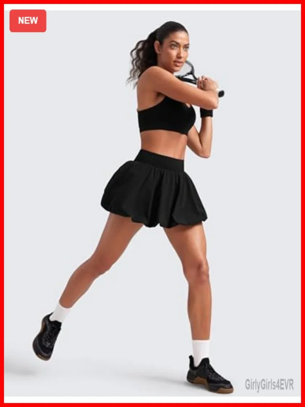 High Waisted Tennis Skort with Built-in Shorts, Quick-Dry, Pockets, Ruffled Hem